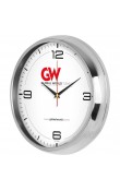 Logo baskılı beyaz bristol kadranlı 31 cm paslanmaz metal duvar saati